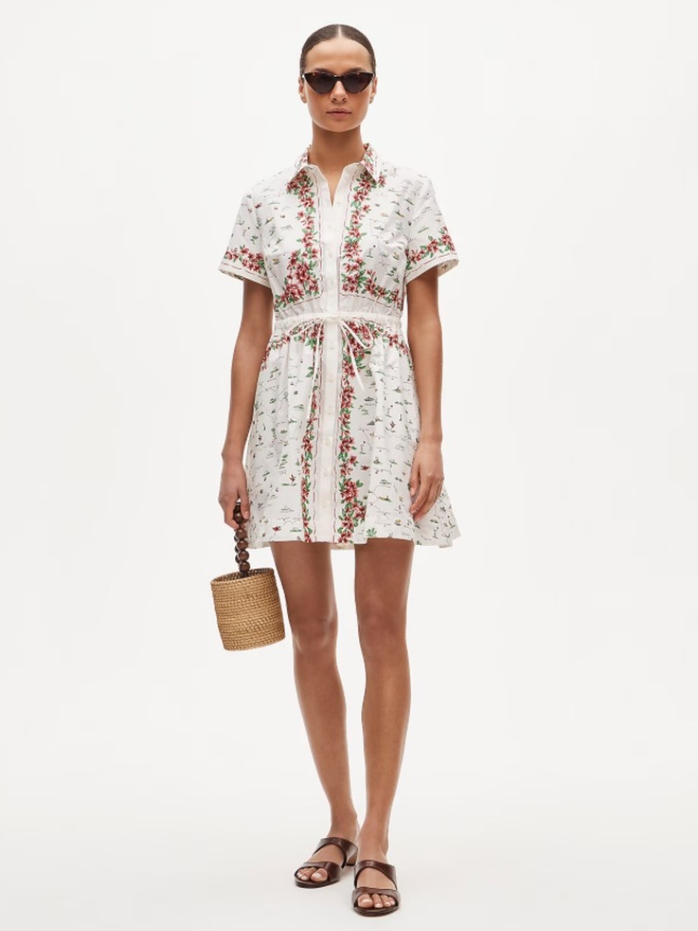 J.Crew NWT Cerise mini shirt-dress in map-print cotton poplin CU150 Size 24
